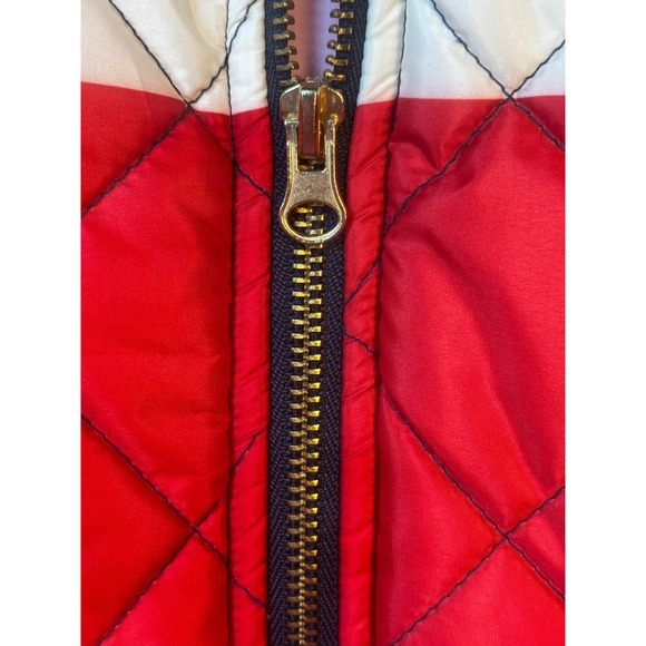 Crown & Ivy Quilted Colorblock Vest Women XL Pink White Red Green Zip Up - Picture 14 of 15